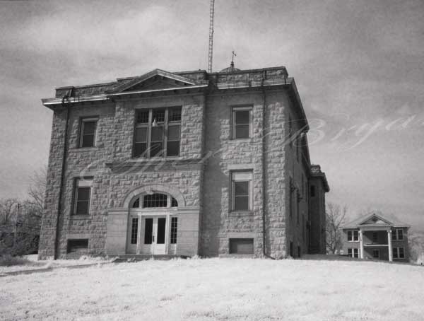 Abandon courthouse photographed in infrared