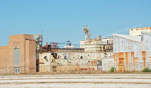 Closed brick manufacturing facility in a small town, Small town USA