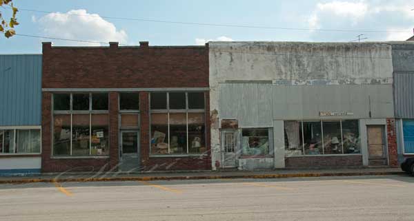 Closed abandoned business in a small northern Missouri town Small town city square