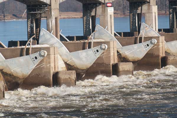 Water dam on the Mississippi River at Clarksville; Missouri