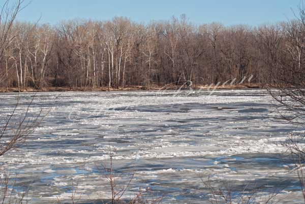 Ice flowing on the Mississippi River, near Clarksville, Miissouri