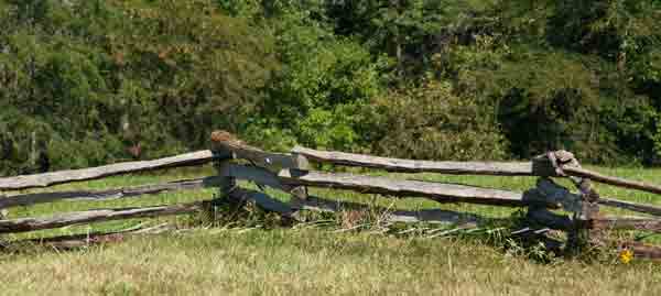 Split wood board fence.  Wooden pasture fence